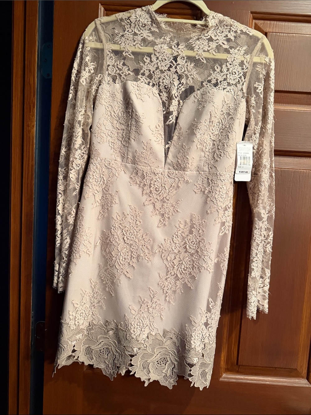 New With Tags. SAYLOR Ivory  Lace Long Sleeve Sheath Dress.